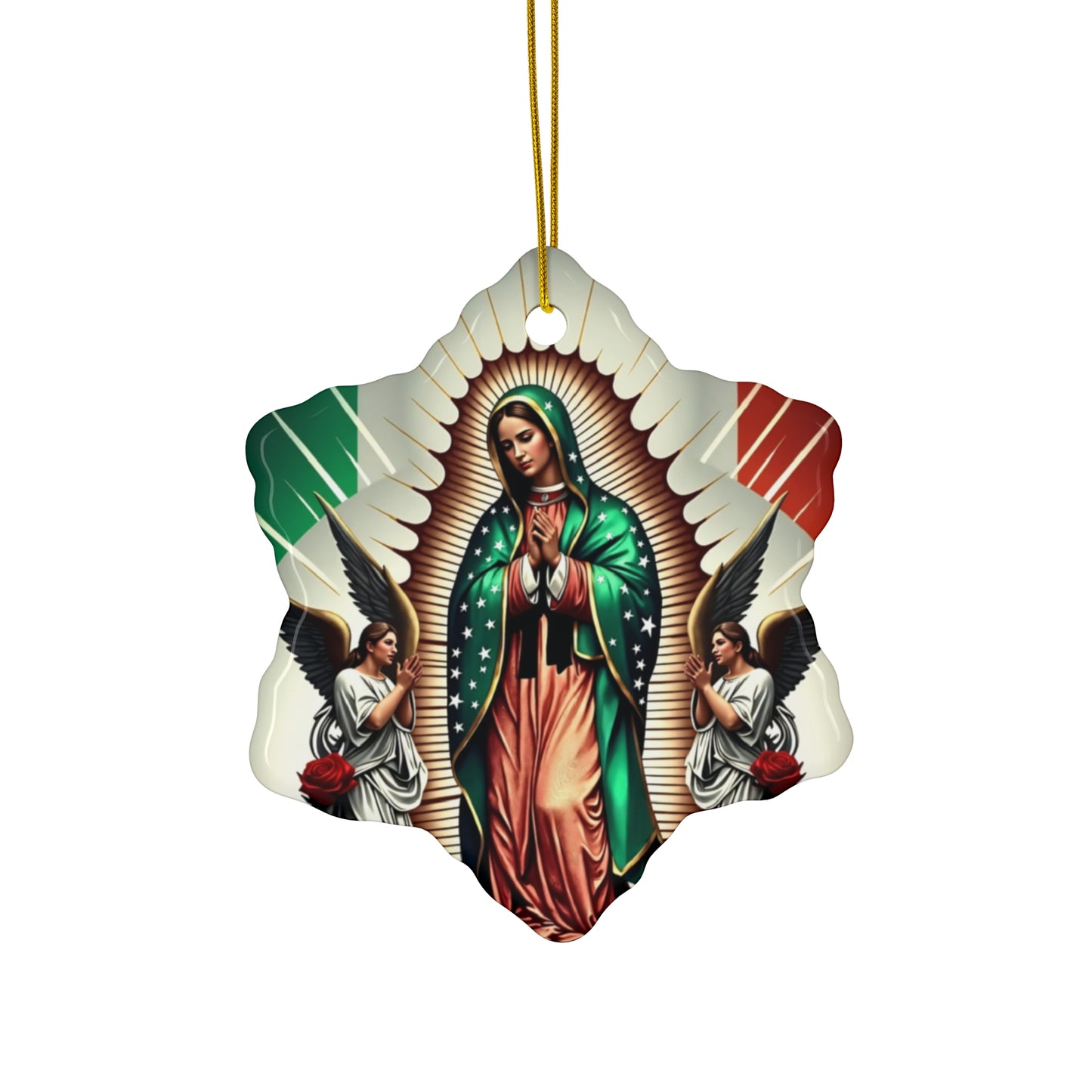 Virgin of Guadalupe Ceramic Snowflake Christmas Ornament
