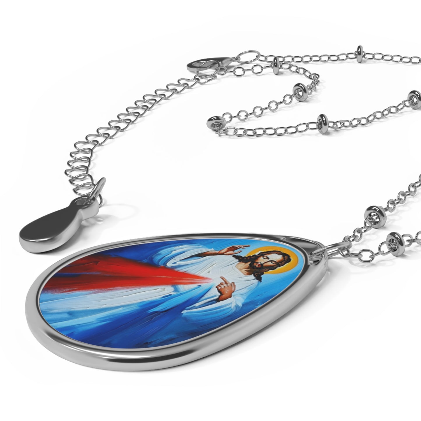 Jesus Divine Mercy Image Pendant with Adjustable Lobster Clasp Necklace