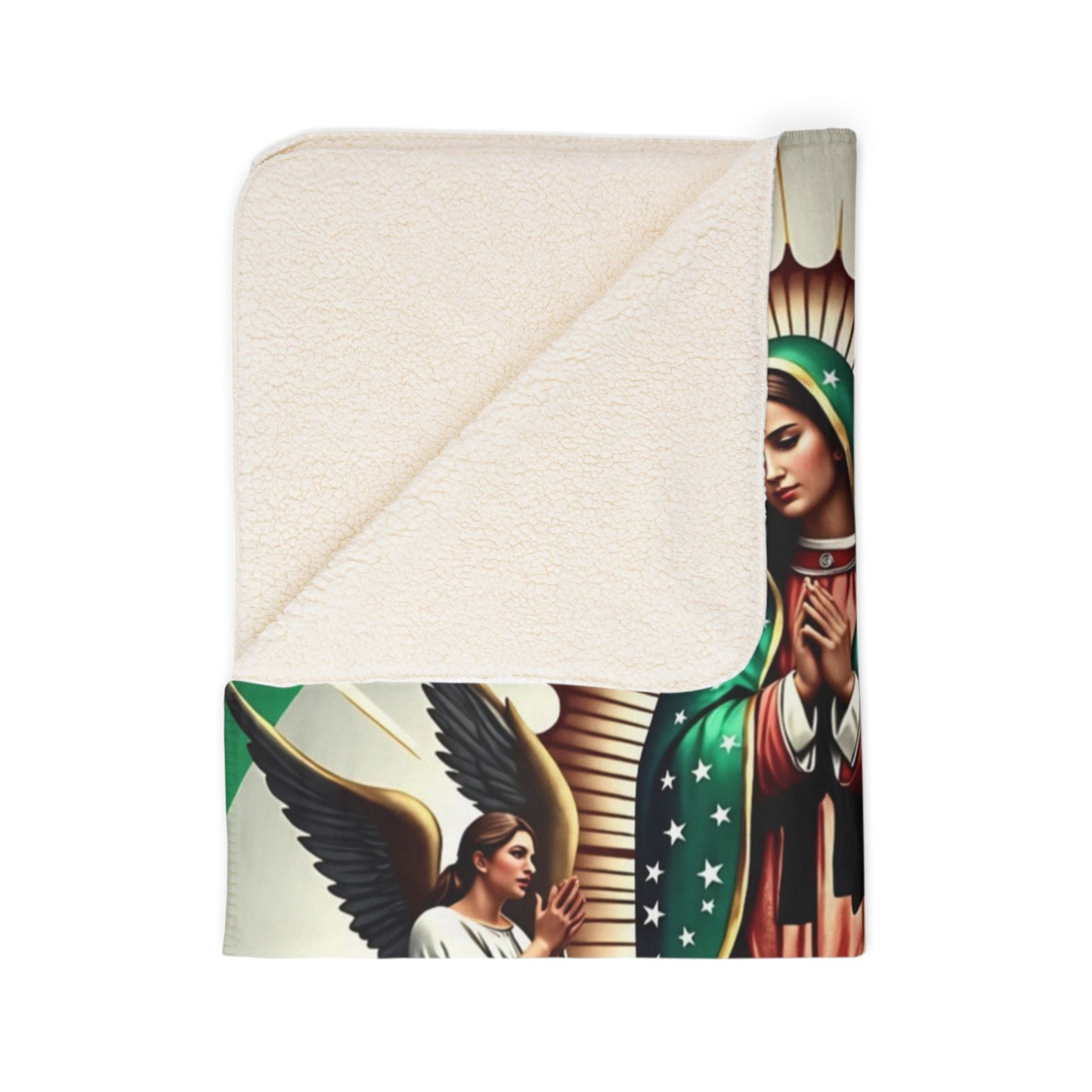 Fleece Sherpa Blanket Catholic Inspired by Our Lady of Guadalupe Various Sizes