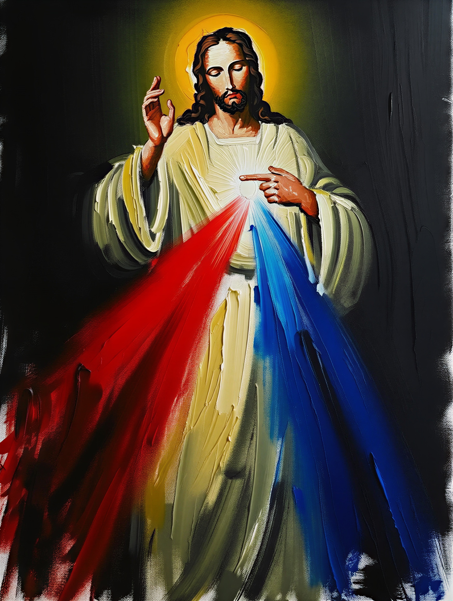 Jesus Divine Mercy Image Pendant with Adjustable Lobster Clasp Necklace