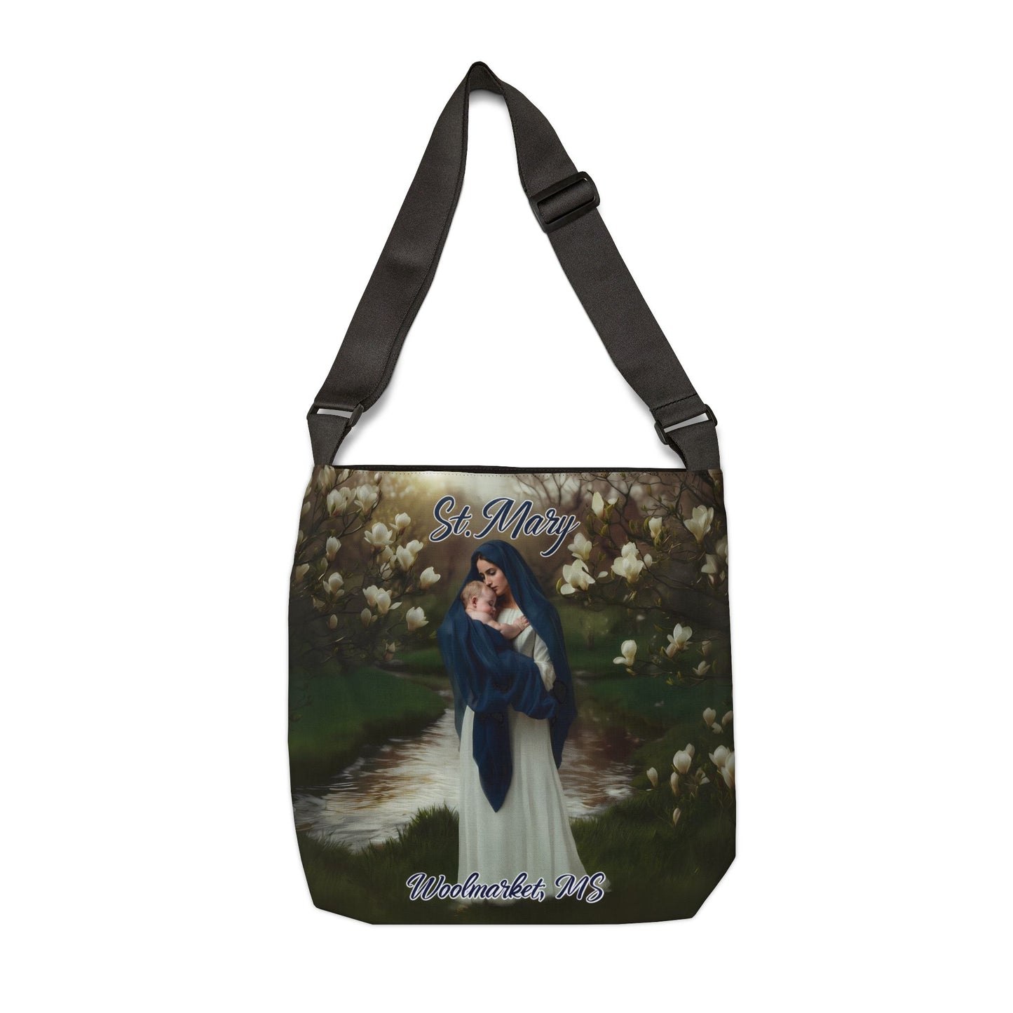 Adjustable Strap Tote St Mary, Woolmarket, MS Biloxi River and Magnolias