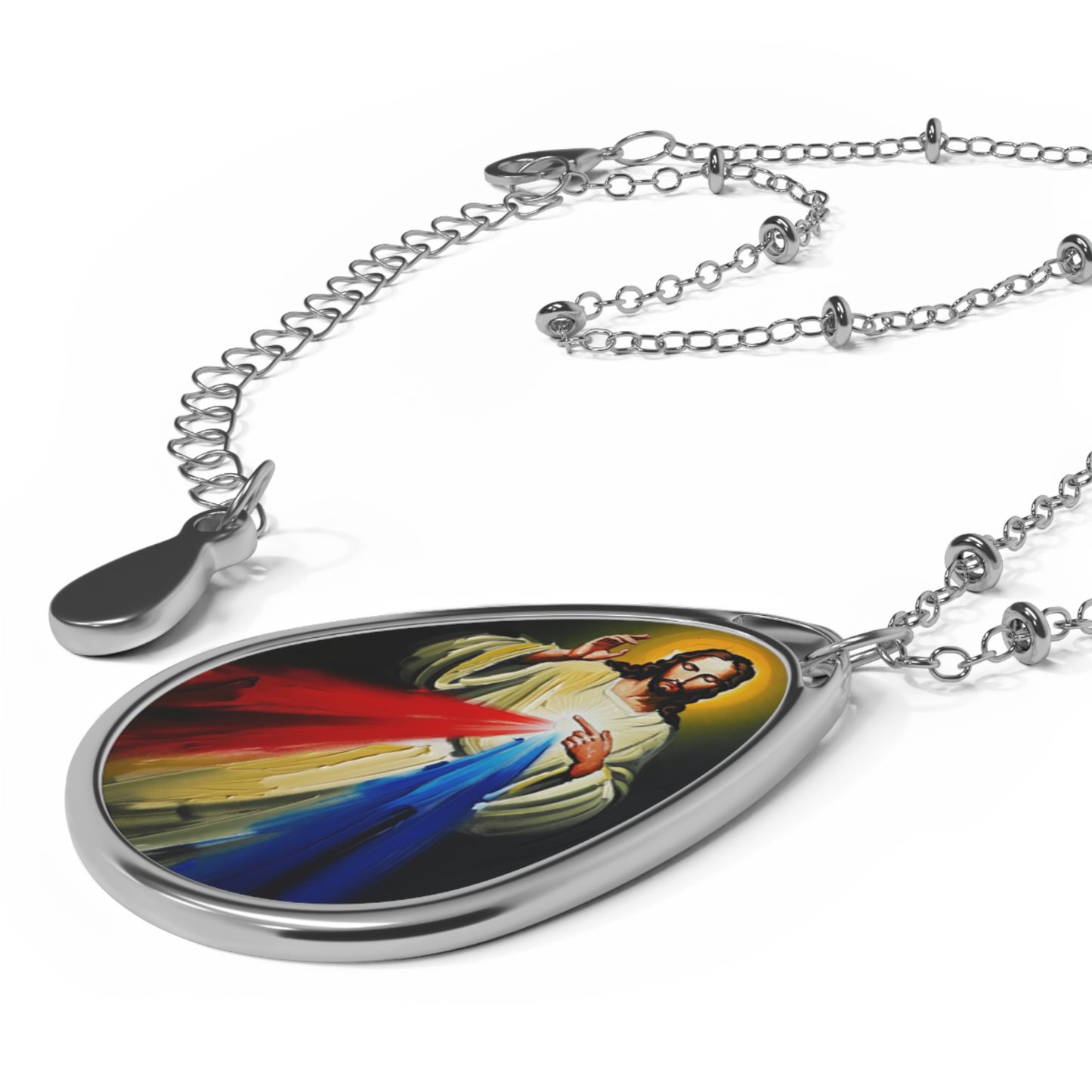 Jesus Divine Mercy Image Pendant with Adjustable Lobster Clasp Necklace