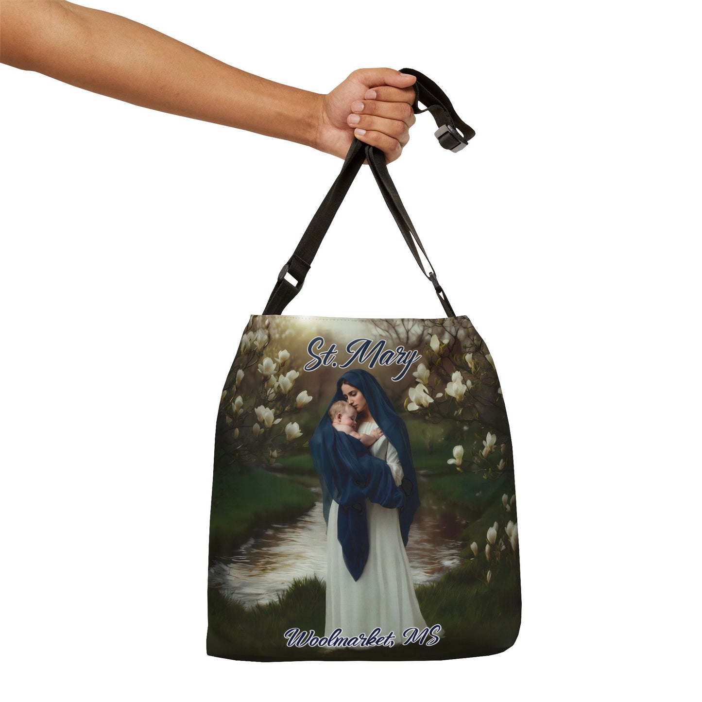 Adjustable Strap Tote St Mary, Woolmarket, MS Biloxi River and Magnolias