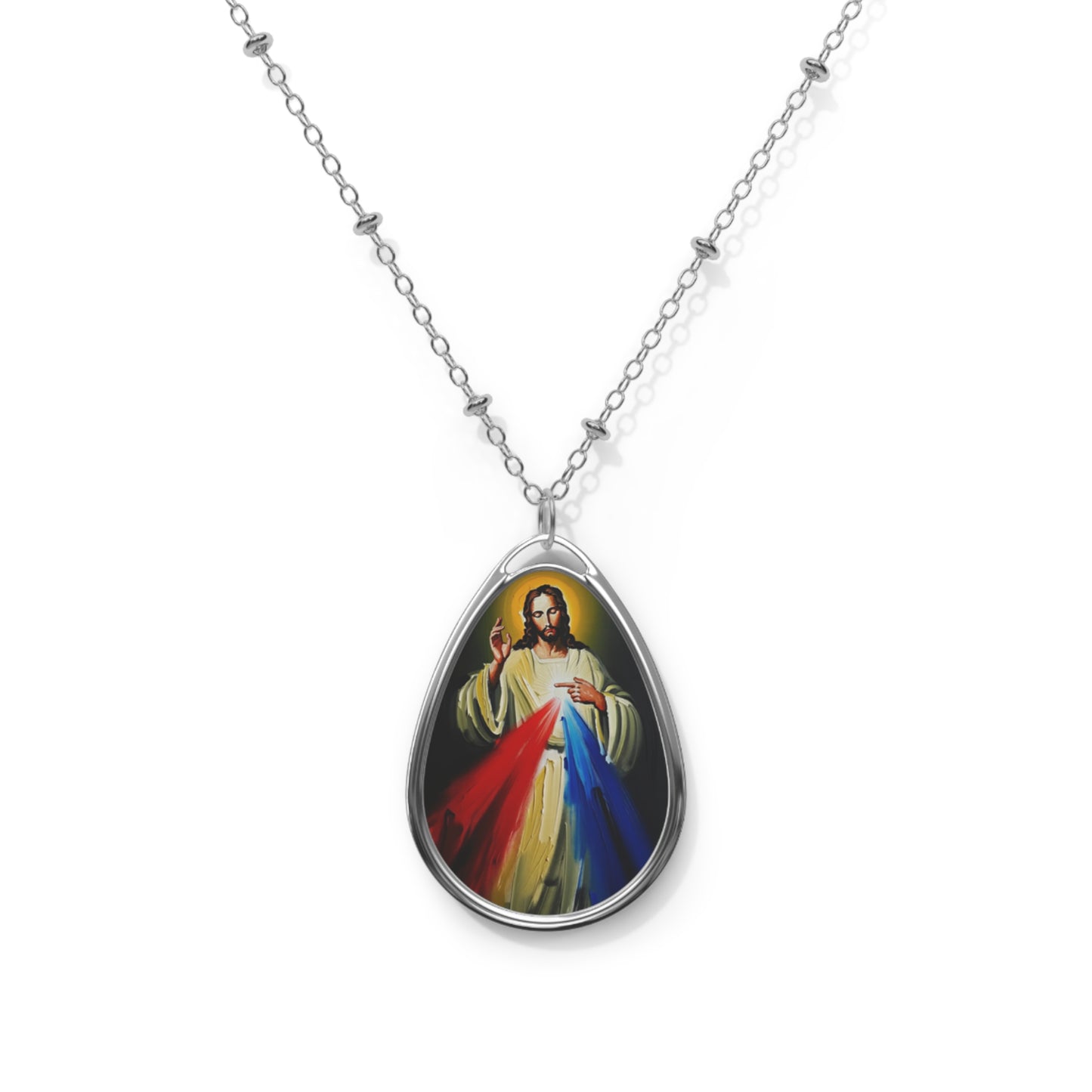 Jesus Divine Mercy Image Pendant with Adjustable Lobster Clasp Necklace
