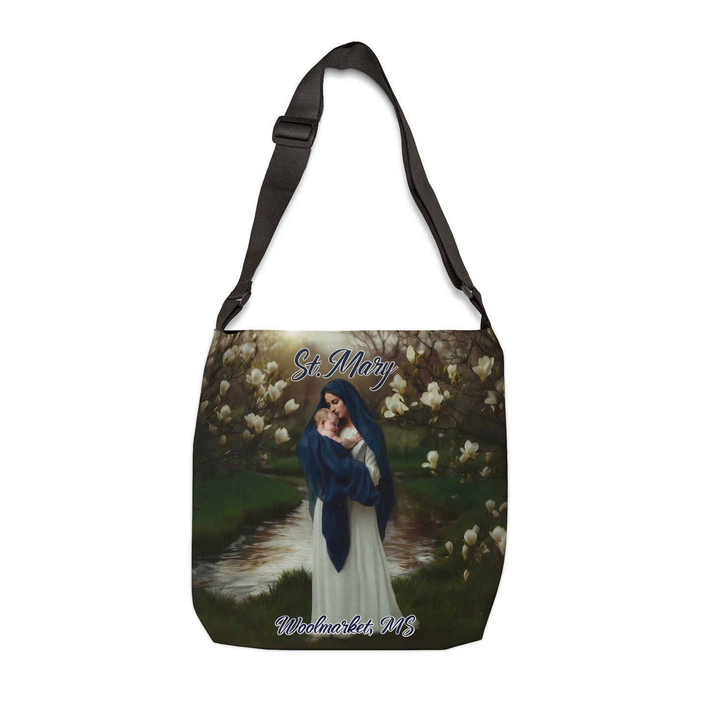 Adjustable Strap Tote St Mary, Woolmarket, MS Biloxi River and Magnolias