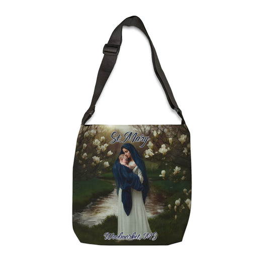Adjustable Strap Tote St Mary, Woolmarket, MS Biloxi River and Magnolias