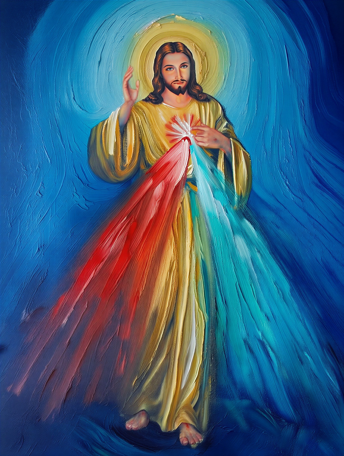 Jesus Divine Mercy Image Pendant with Adjustable Lobster Clasp Necklace