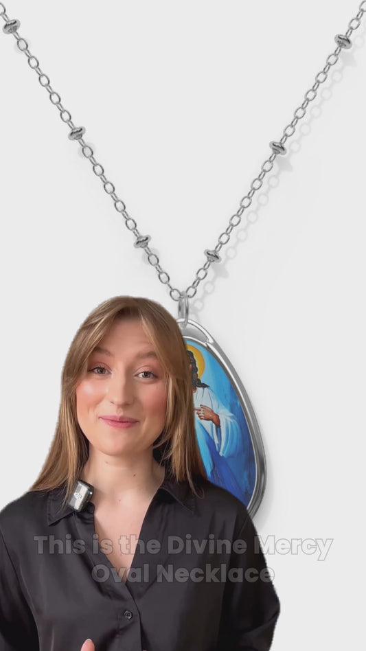 Jesus Divine Mercy Image Pendant with Adjustable Lobster Clasp Necklace